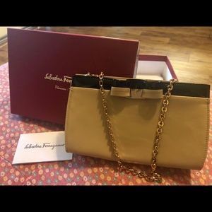 Salvatore Ferragamo calfskin leather clutch